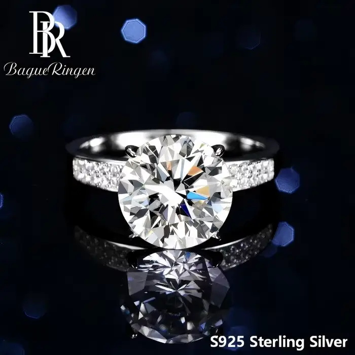 Bague en argent sterling s925 sertie de moissanite br 5ct design classique pour femme occasions spéciales elegance et sophistication