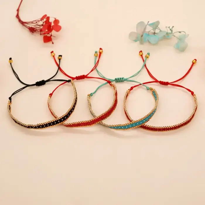 Bracelet de perles de riz couleur originalité multicouche tricot à la main bohême réglable mode Simple bracelet de perles