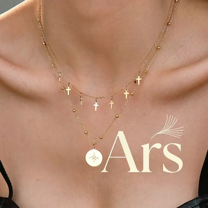 Collier à double chaîne en acier inoxydable Ars