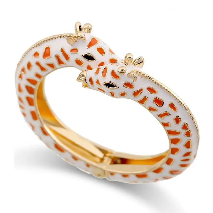 Bracelet manchette émaillé motif girafe pour femme, coloré, style animalier, bijou fantaisie tendanc