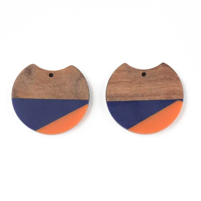 Boucles d'oreilles rondes coréennes pour femmes, bijoux de caractère, bois et résine, épissage de do
