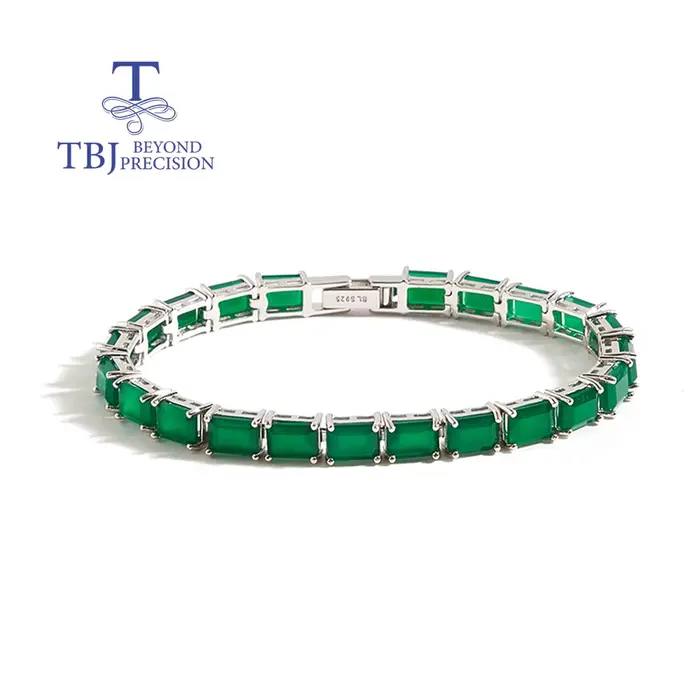 Bracelet délicat et magnifique en agate verte naturelle, argent 925, bijoux fins pour dames, banquet