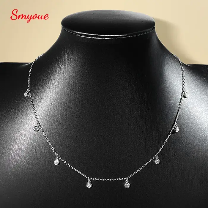 Smyoue certifié bulle 8 pierre 100% véritable Moissanite collier pendentif classique femmes cou chaîne en argent Sterling 925 plaqué 18K