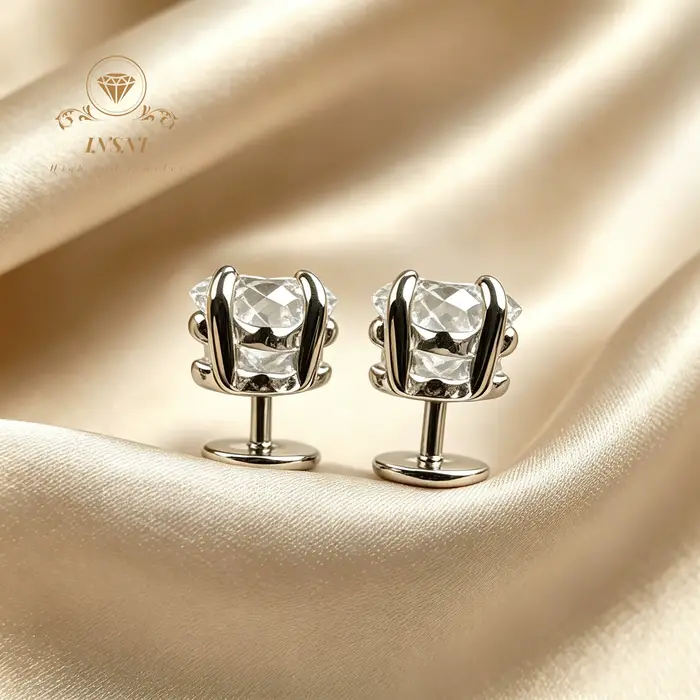 Boucles d'oreilles en argent massif 925 serties de moissonite brillante et diamants de qualité supérieure bijoux luxueux pour femmes occasions spéciales