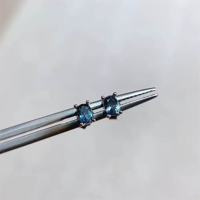 Boucles d'oreilles topaze bleu clair 4mm * 3mm boucles d'oreilles en topaze naturelle 925 bijoux en 