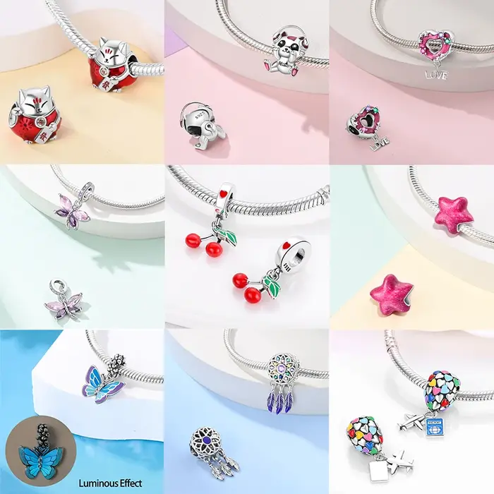 Fit Qikaola 925 Bracelets originaux bleu Zircon hibou lumineux tortue de mer poulpe 925 argent breloques perles bricolage anniversaire bijoux cadeau
