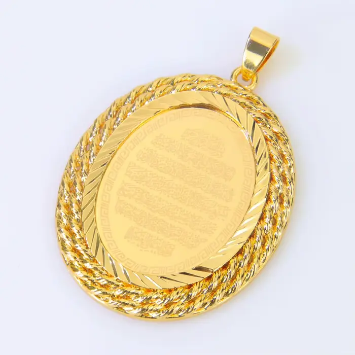 Collier de luxe Allah à la mode, pendentif plaqué or 21 carats, nouveaux pendentifs carrés de dubaï,