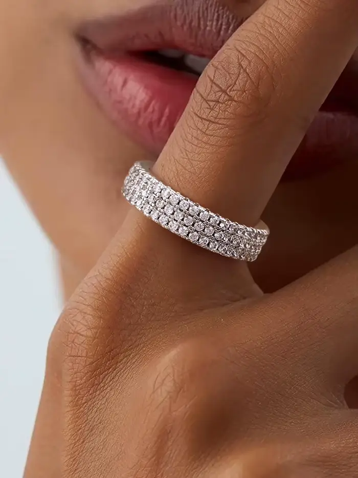 Bague femme éternité 925 en argent Sterling Micro pavé AAAAA Zircon cz