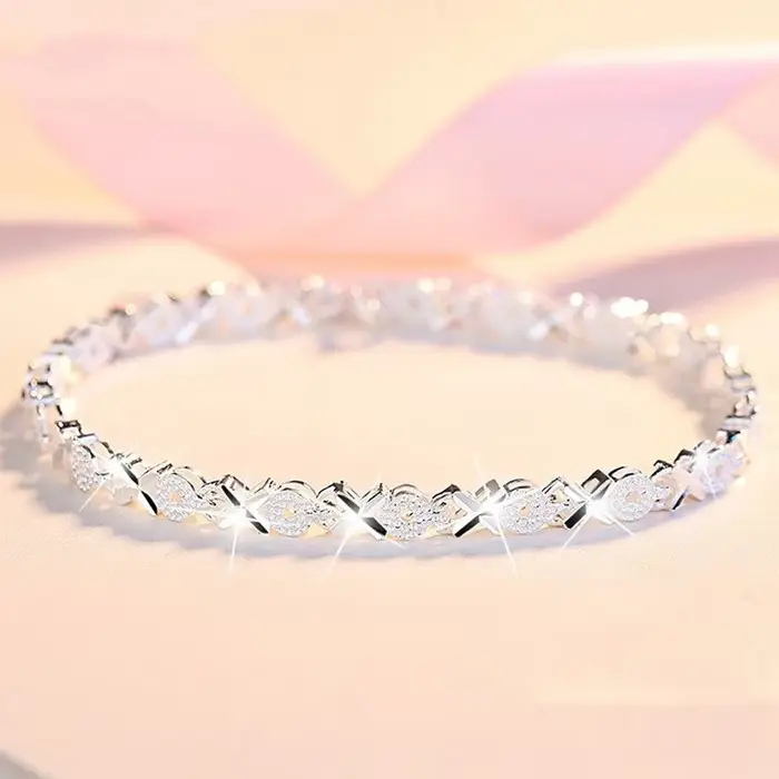 Bracelet en argent sterling 925 à breloques pour femmes occasions spéciales engagement anniversaire mariage cadeau personnalisé