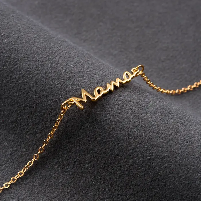 Bracelet à breloques Simple lettre maman pour femmes, en métal, 3 couleurs, chaîne Double couche, bi
