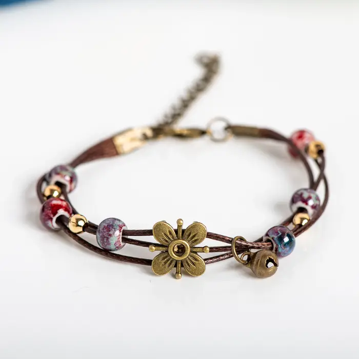 Bracelet de perles en céramique fait à la main pour femmes