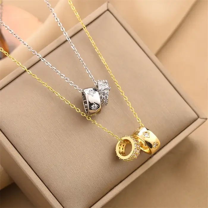 GD – collier en losange en cristal pour femmes