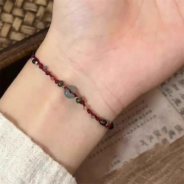 Bracelet tressé fait à la main de Style chinois minimaliste pour femmes, boucle de paix, Bracelet pe