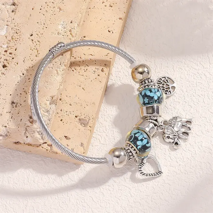Bracelet arbre de vie Boho avec breloques éléphants pêches Talisman en alliage de zinc pour femmes bijoux minimalistes tracker d'humeur occasions spéciales