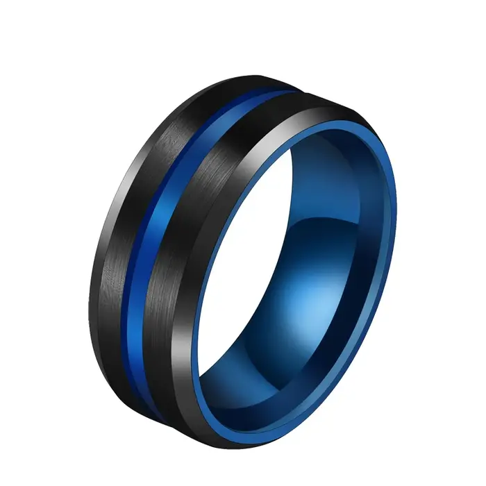 UAGE 8mm bague noire pour hommes femmes rainure arc-en-ciel bandes de mariage en acier inoxydable à la mode anneaux fragiles décontracté bijoux masculins