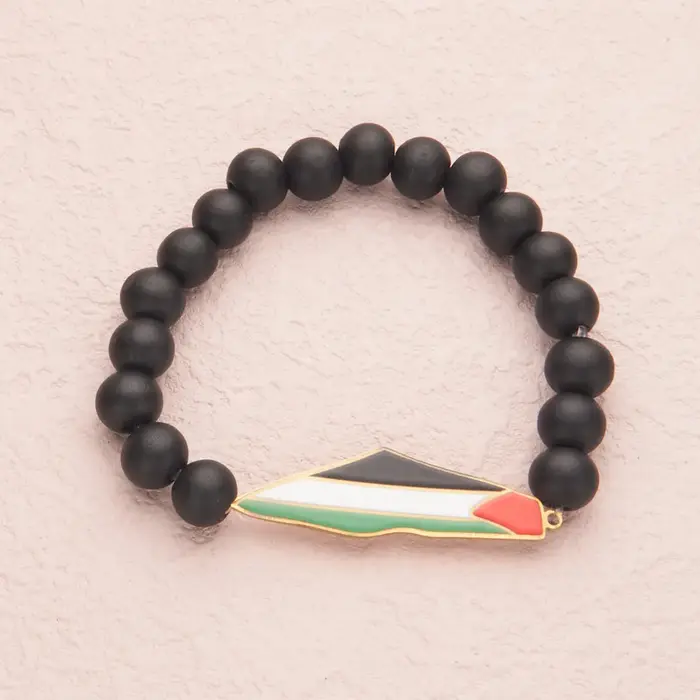 HNSP Palestine Bracelet de perles pour hommes chaîne à main en acier inoxydable