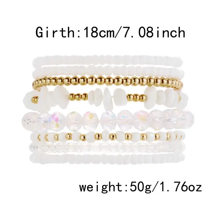 8 pièces/ensemble de bracelets bohèmes faits à la main en perles de riz de cristal pour femmes et hommes