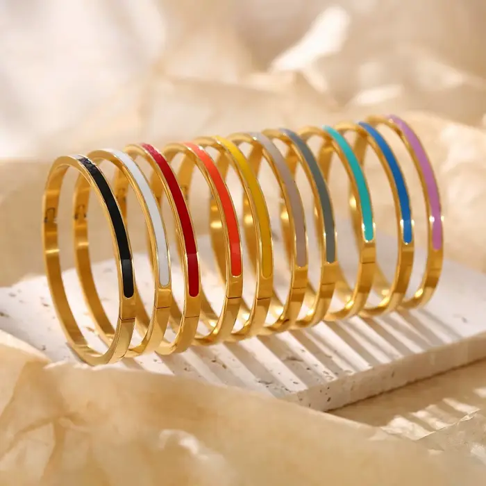 Bracelets de luxe en émail Orange coloré pour femmes