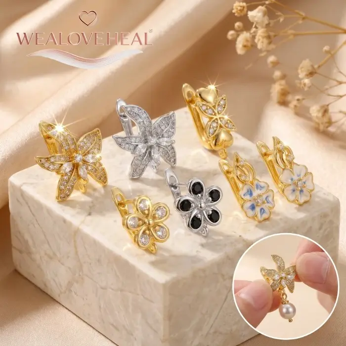 Crochets de boucles d'oreilles à levier en forme de fleur en laiton plaqué or 18 carats pour création de bijoux artisanaux DIY