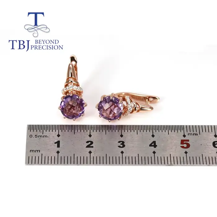 Boucles d'oreilles en amethyste naturelle avec 925 argent sterling design simple et style brésilien pour femmes occasions formelles elegance distinction