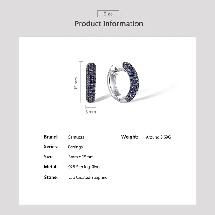 SANTUZZA-Boucles d'Oreilles Créatives en Argent Sterling 925 Authentiques, Bijoux Fins de Mariage, Crique de Saphir Bleu Créé de Rotterdam, pour Femme