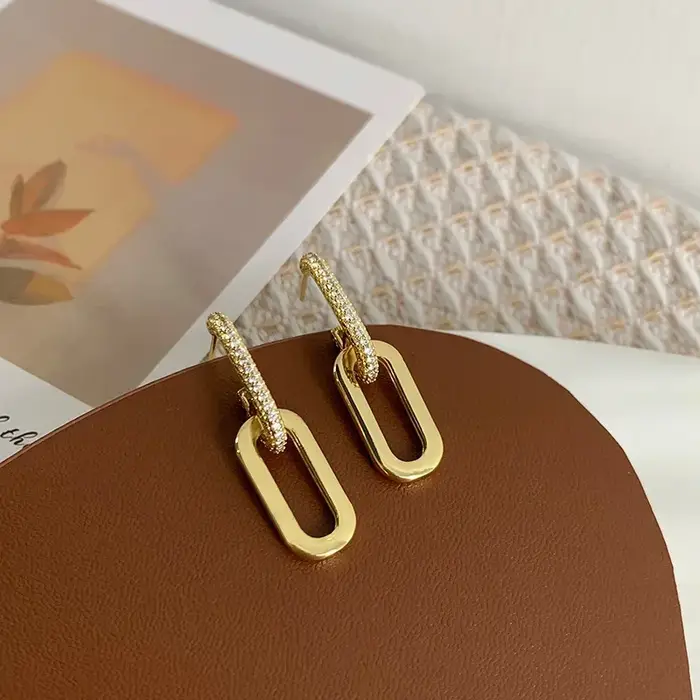 Boucles d'oreilles rondes en forme de géométrie de cristal pour femmes, Design créatif brillant, bre