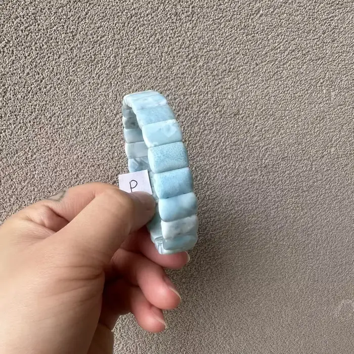 Bracelet en larimar naturel/pectolite de cuivre, environ 10x14mm, pierre précieuse larimar authentiq