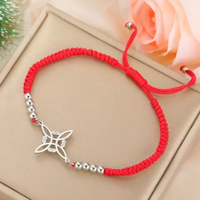 Dawapara – Bracelet à breloques avec nœud de sorcière pour femmes, amulette de Protection des nœuds celtiques, chaîne de perles en acier inoxydable, bijoux Wiccan de sorcellerie