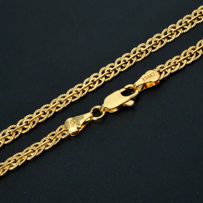Collier chaîne à maillons plaqué or 18 carats pour femme et homme