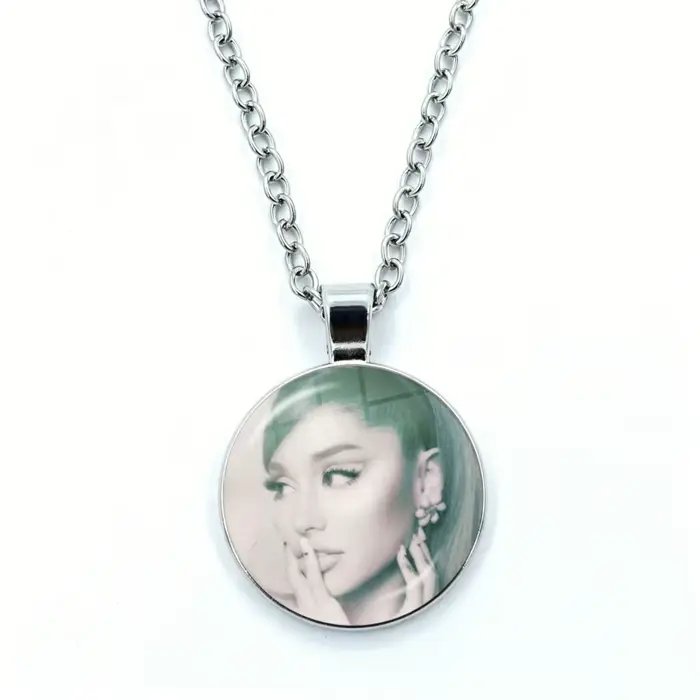 Collier Ariana Grande pour femme, bijoux, pendentif en verre cabochon, collier tendance en cristal, 