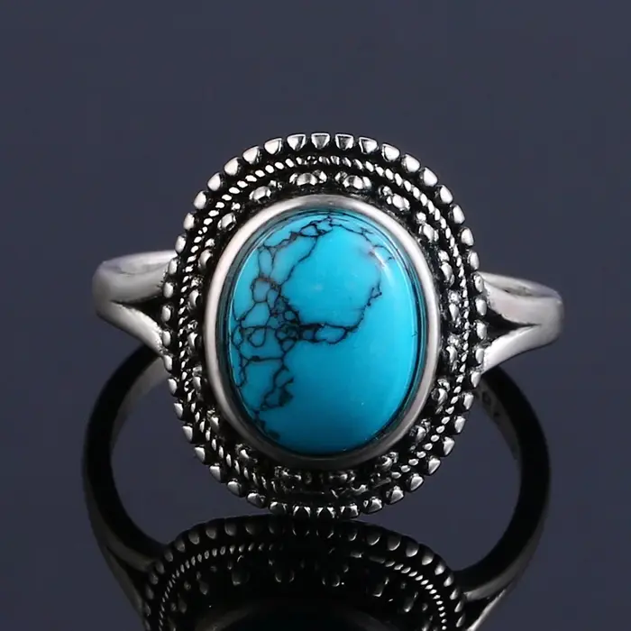 Bague en argent sterling 925 avec turquoise naturelle design vintage pour femmes et hommes pour occasions spéciales comme fiançailles, mariage et anniversaire
