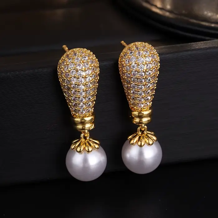 ZAKOL luxe Buling brillant zircone Imitation perle boucles d'oreilles pour les femmes afrique saoudi