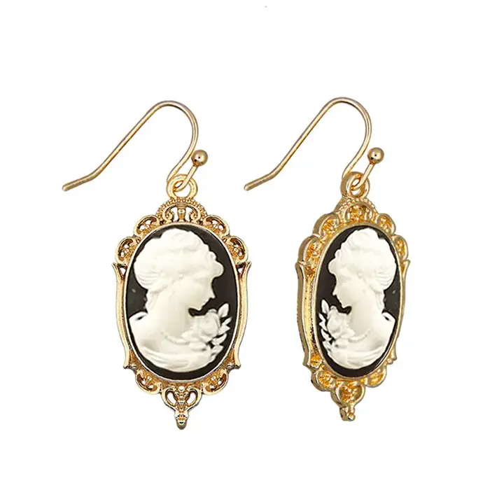 Victoria Lady reine camée boucle d'oreille pour femmes couleur or gris rose rouge blanc perle bijoux de mode