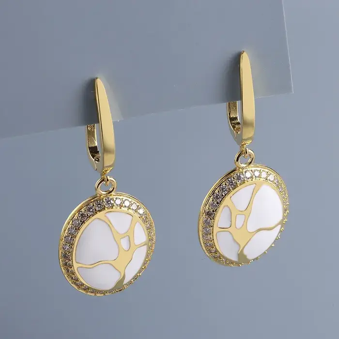 Boucles d'oreilles pendantes plaquées argent 925 pour femmes