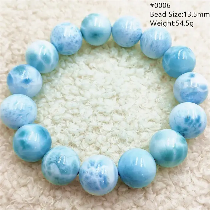 Bracelet en perles Larimar bleu naturel pour femmes et hommes, bijou de grande taille pour soirées et célébrations, bracelet à brins avec certificat officiel