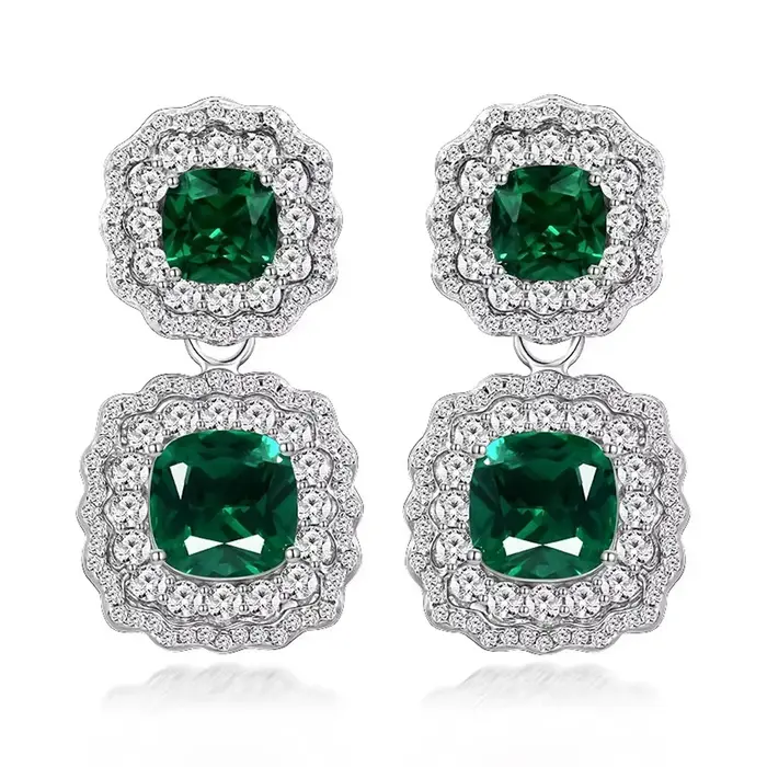 PuBang Fine Jewelry – boucles d'oreilles de luxe en argent Sterling 925 véritable, émeraude, saphir,