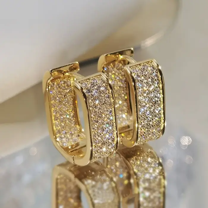 Boucles d'oreilles brillantes en diamant pour femmes, bijoux de luxe simples en or/argent, à la mode
