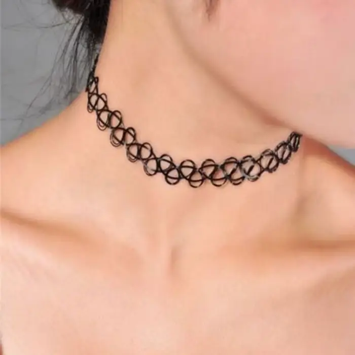 Collier ras du cou Vintage élastique tatouage tour de cou Multi couleur mode rétro collier extensibl