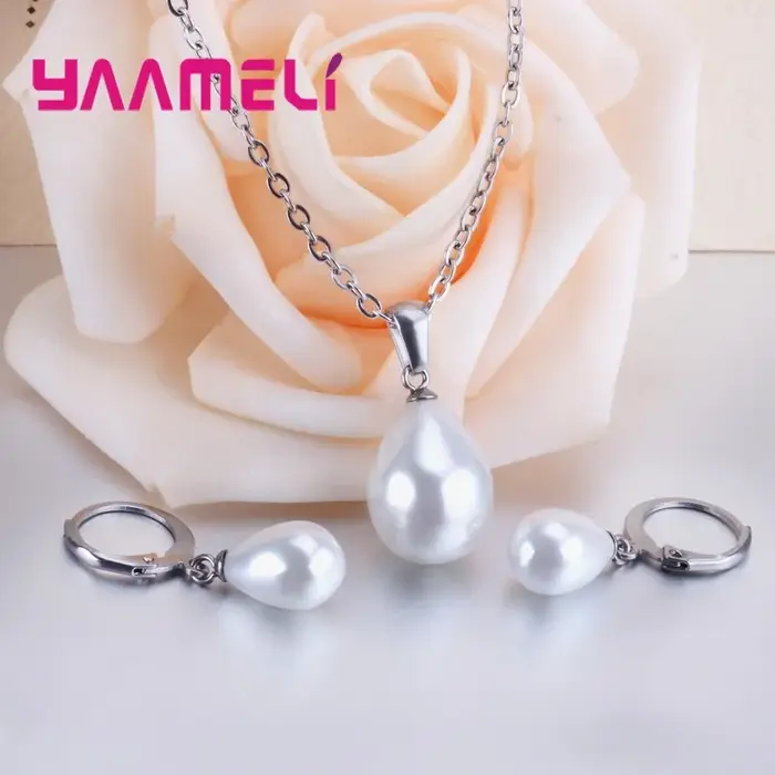 Collier pendentif en argent Sterling 925 avec perles