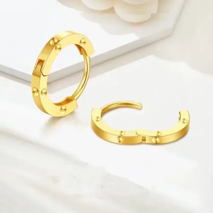 Boucles d'oreilles en or véritable 18 carats pour femmes, Clip de boucle d'oreille AU750 pur, Design de fermoir Simple, bijoux fins, cadeau