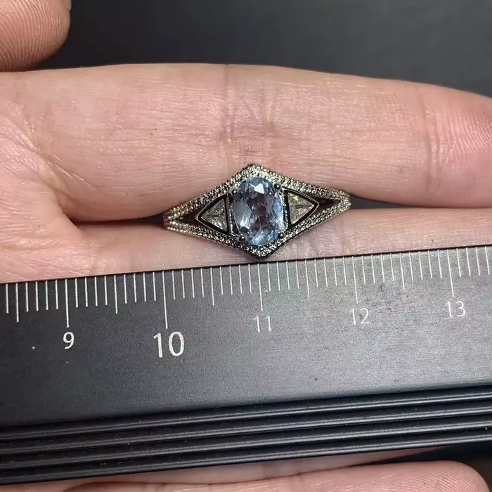 Bague en aquamarine naturelle 40 mm