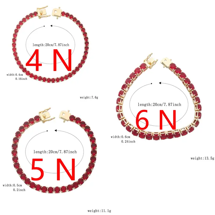 Bracelet coloré Monaco S-Clasp 4 mm/5 mm, chaîne en zircon cubique rose pour femme, idéal pour les s