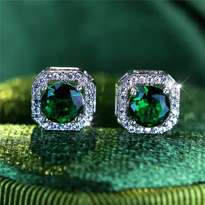 Boucles d'oreilles Boho rondes bleues en pierre de Zircon pour femmes