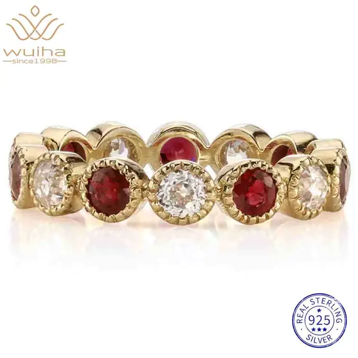WUIHA – bague de fiançailles Vintage en argent Sterling 100% 925, diamants Moissanite à coupe ronde,