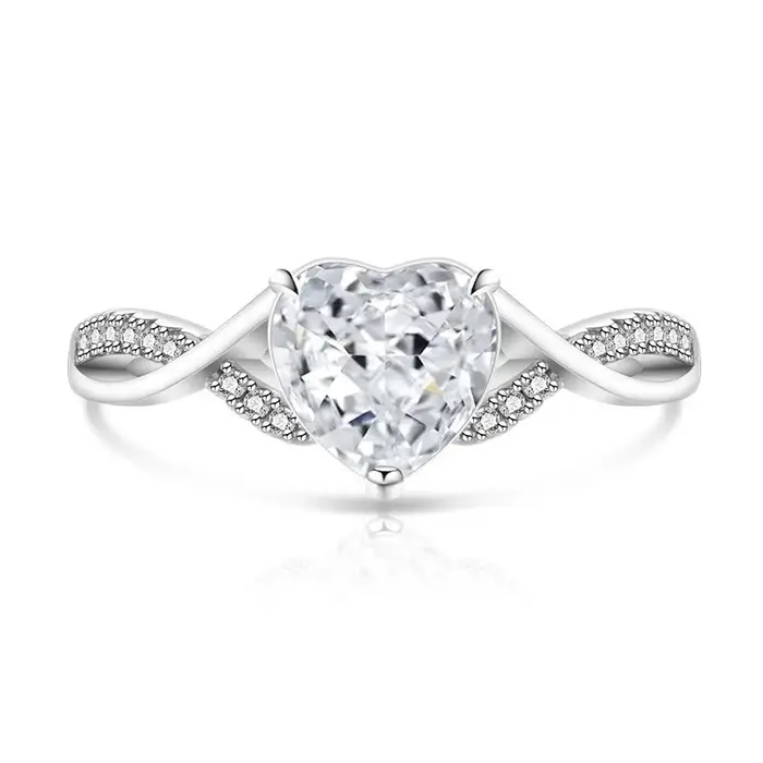 Bague de luxe légère en argent Sterling 925, coupe de fleur de glace, amour, diamant à haute teneur 
