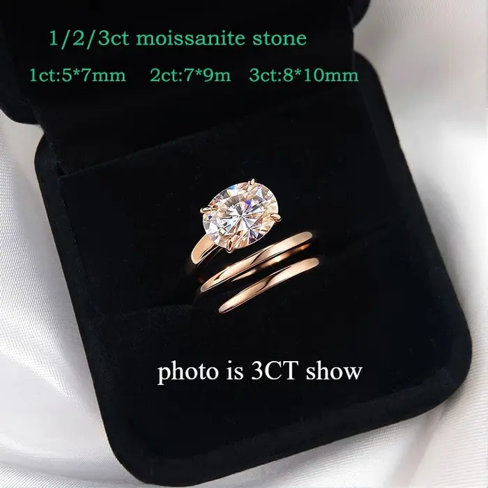 Smyoue 1CT-3CT certifié 14K plaqué Moissanite Solitaire bague femmes laboratoire de mariage diamant bande pur 925 argent 100% Shani Abergel