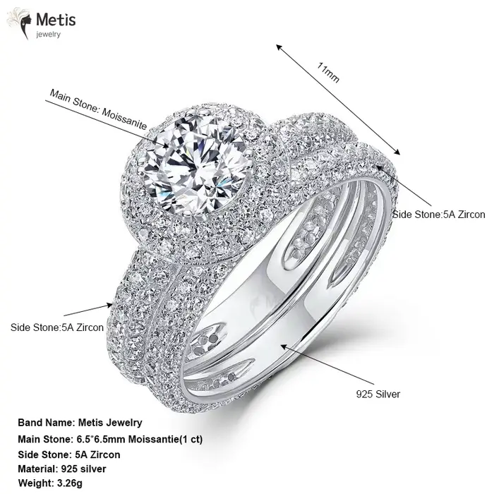 Metis – bague de luxe en Moissanite, certificat GRA, bagues en diamant de laboratoire, bijoux de mariage pour femmes, plaqué or 18 carats, argent S925