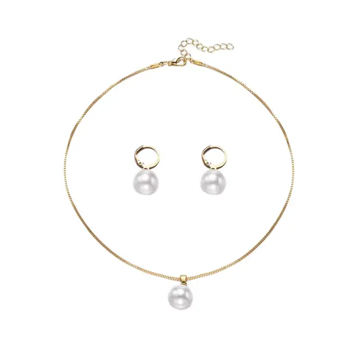 Ensemble de bijoux en fausses perles pour femmes, collier en fausses perles blanches, boucles d'orei