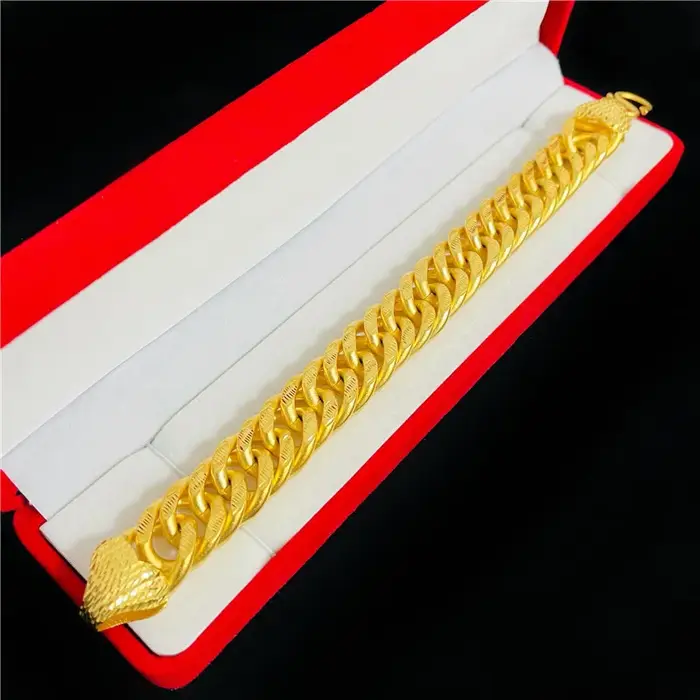 Bracelet en or 18 carats pour hommes et femmes, ornement de main plat, bracelet jonc, mariage, fianç