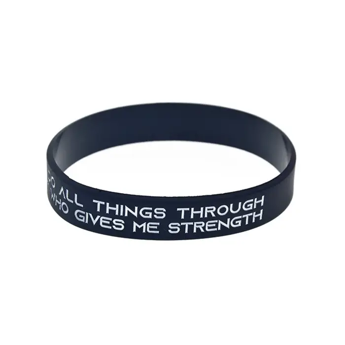 Philippiens 4:13 Je peux tout faire à travers le Christ qui me donne de la force Bracelet en silicone 1